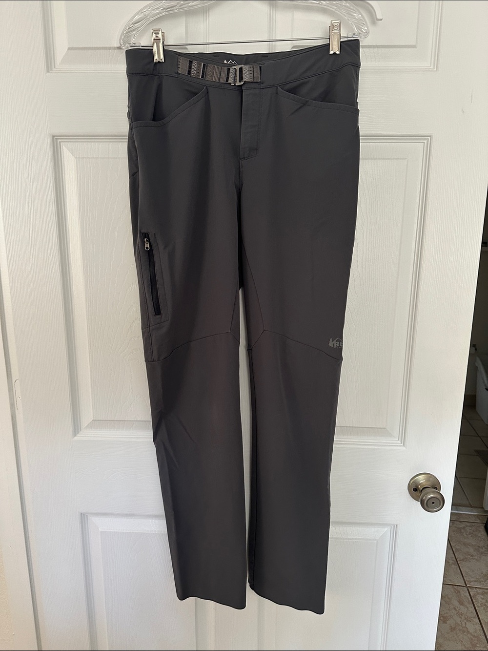 REI Women's Dark Gray Cargo Outdoor Pants with Belt